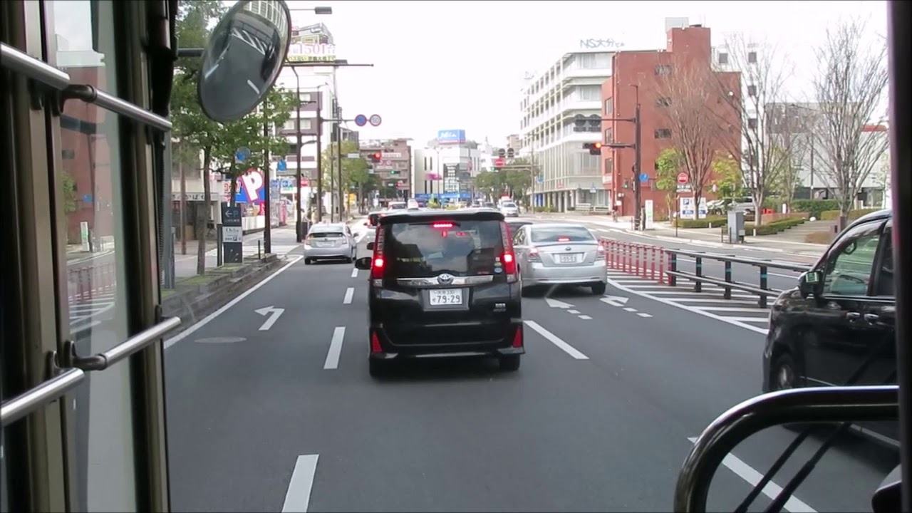 大分バス12733　大分駅前⇒県立図書館⇒大分駅前⇒大洲運動公園⇒大分駅前(循環)　前面展望動画