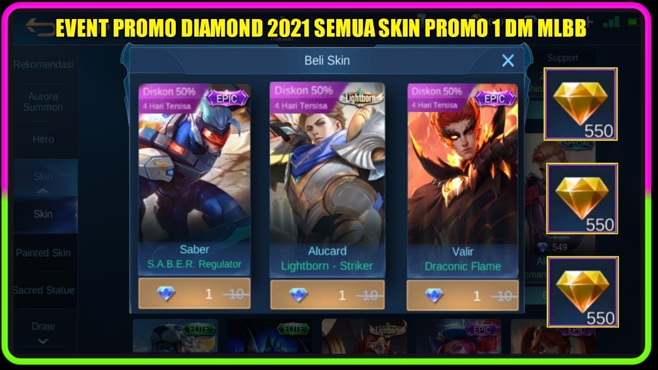 EVENT PROMO DIAMOND 2021 99PROMO SKIN EPIC 1 DIAMOND MOBILE LEGENDS
