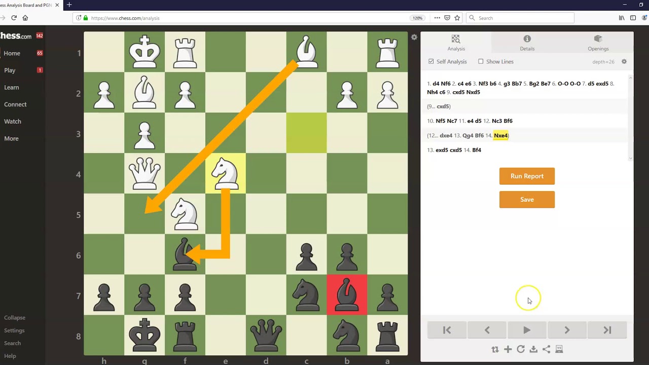 GAMEKNOT LIVE CHESS. Queen Pawn's Opening:Indian Defence, Trompowsky  Attack. PGN in Description 