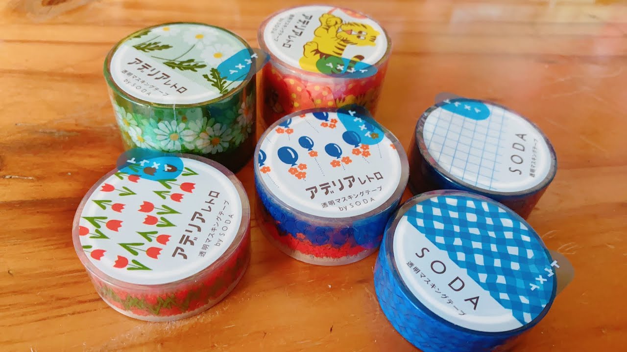 Unboxing Adelia Retro and Grid Pattern Clear Washi Tape🎈🐅【SODA