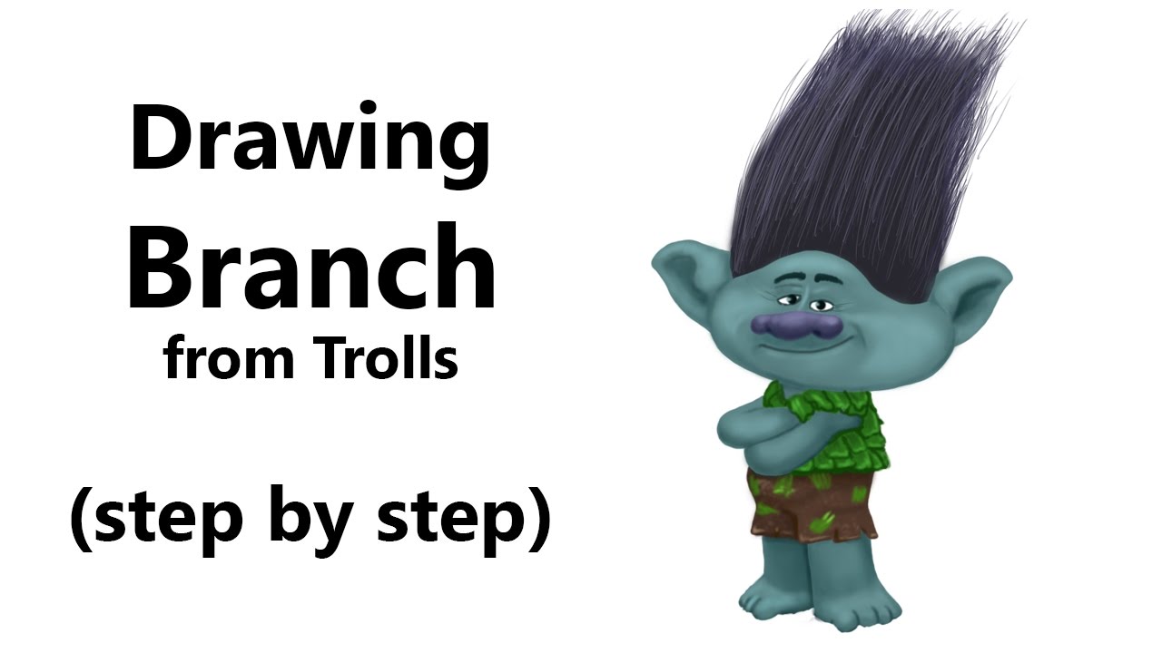 How to Draw Branch from Trolls - Step by Step - YouTube