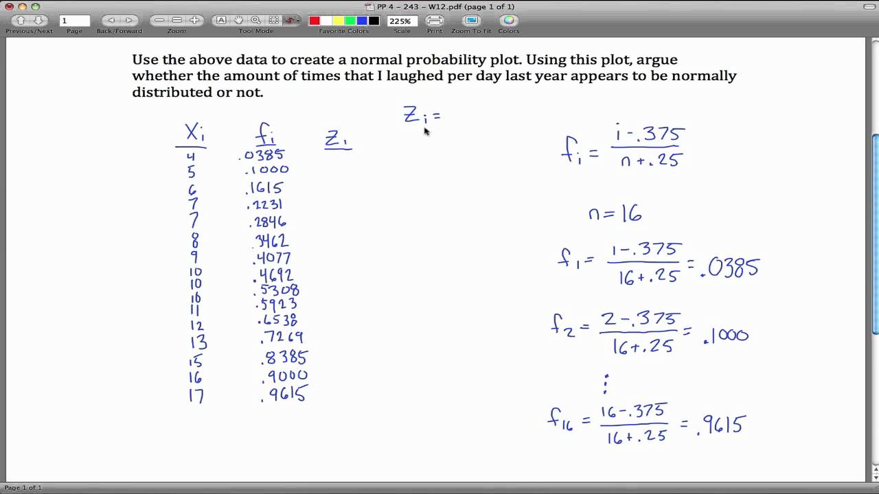 Normal Probability Plot Example YouTube