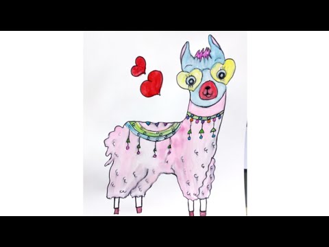 Learn how to draw Llama with nice colours تعلم كيف ترسم اللامه بطريقة سهلة وبسيطة