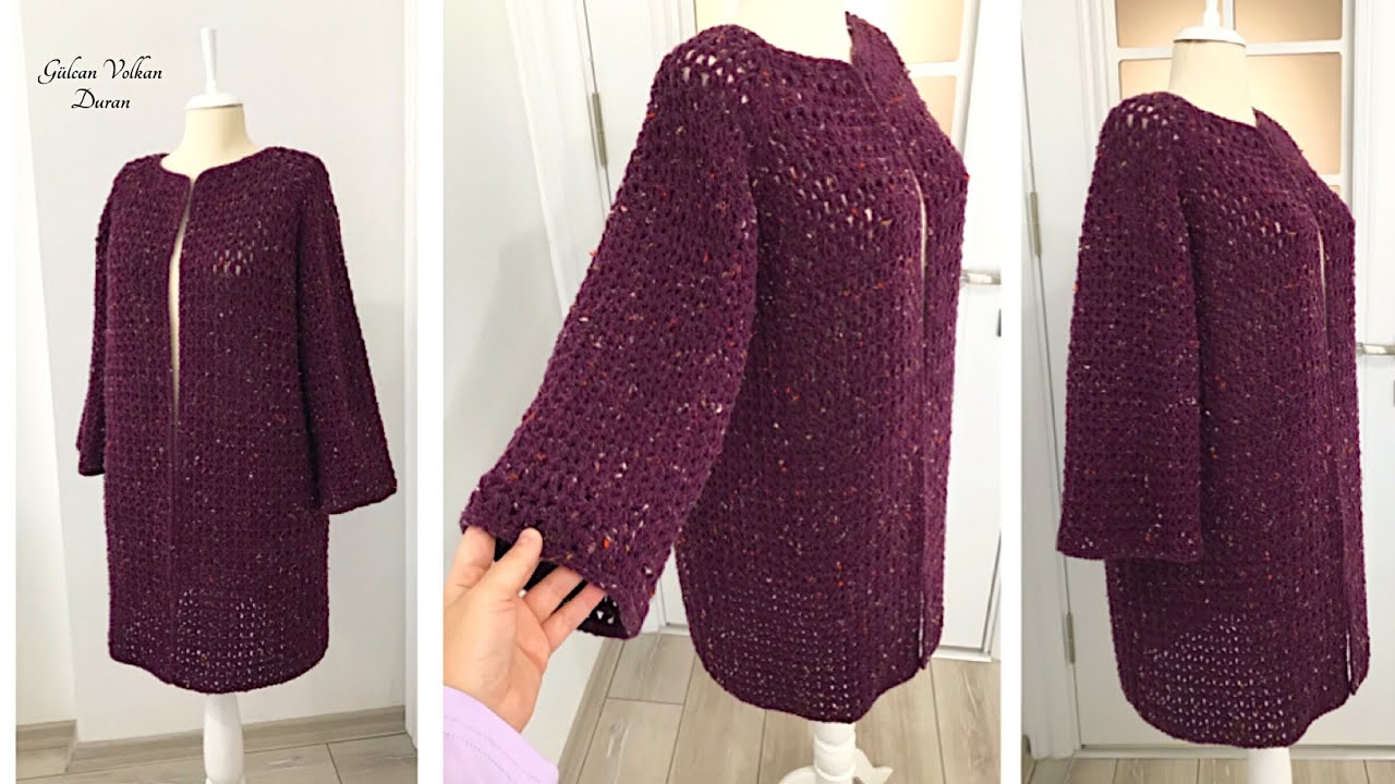 ŞAHANE OLDU 🤩 MUTLAKA DENEYİN 💕 Tığ İşi Yakadan Başlamalı Kolay Hırka Yapımı - Part 2