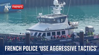 Video appears to show French police using aggressive tactics against small boats