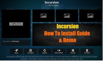 Incursion Install guide & Demo for kodi