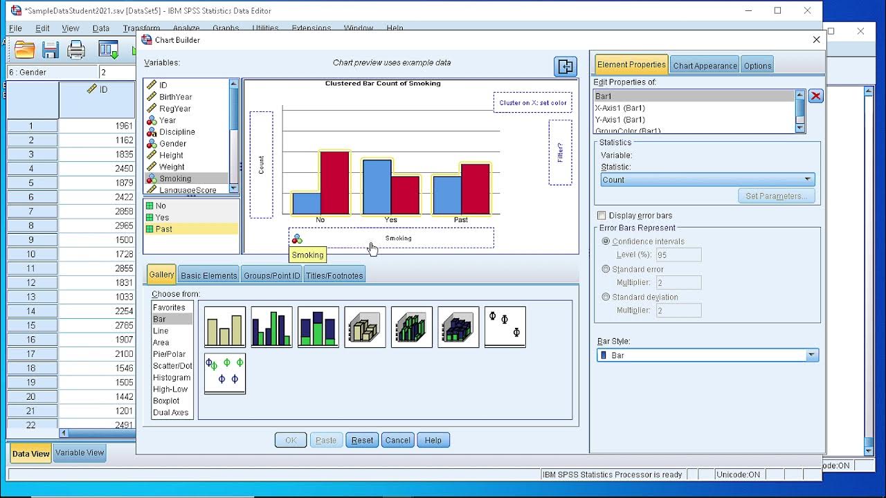 SPSS Explore Data / How to Create a Clustered Bar Chart for Many