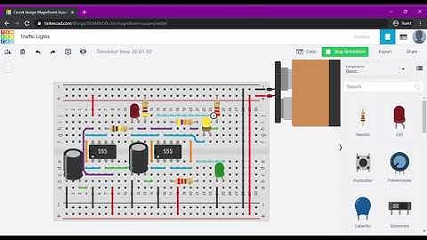 Traffic Lights Circuit on Tinker Cad