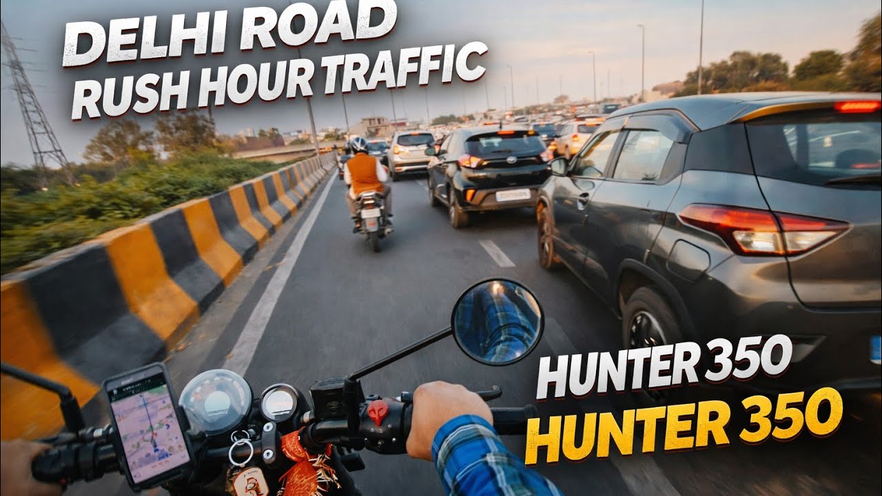 Ride through New Delhi Rush hour | Hunter350#hunter350sound#hunter350 #hunter350review#delhi #reels 