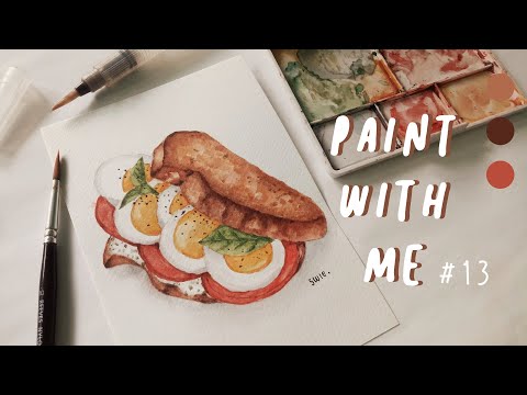 Watercolor Food Illustration Tomato and Egg Sandwich 🍞 | Paint With Me #13 | Indonesia