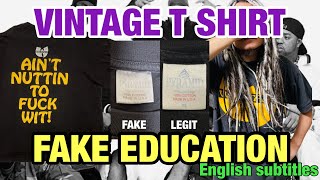 VINTAGE FAKE EDUCATION WU-TANG CLAN 90s T shirt 偽物 真贋 LEGIT ウータンクラン