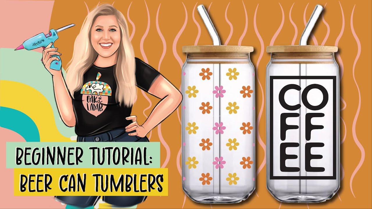 🍺 Beer Can Glass With Cricut  How to Apply Vinyl Decals on Glass