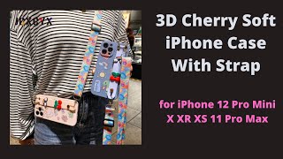 3D Cherry Soft iPhone Case With Strap for iPhone 12 Pro Mini X XR XS 11 Pro Max screenshot 1