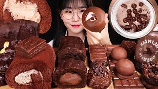ASMR 다크초코케이크 터녹스 티케이크 누텔라 브라우니 빼빼로 초코디저트 먹방! Chocolate Dessert🍫 Nutella Choco Cake Brownie MuKBang!