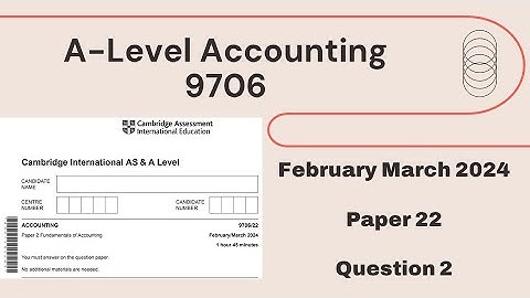 A Level Accounting February March 2024 Paper 22 9706/22 Question 2