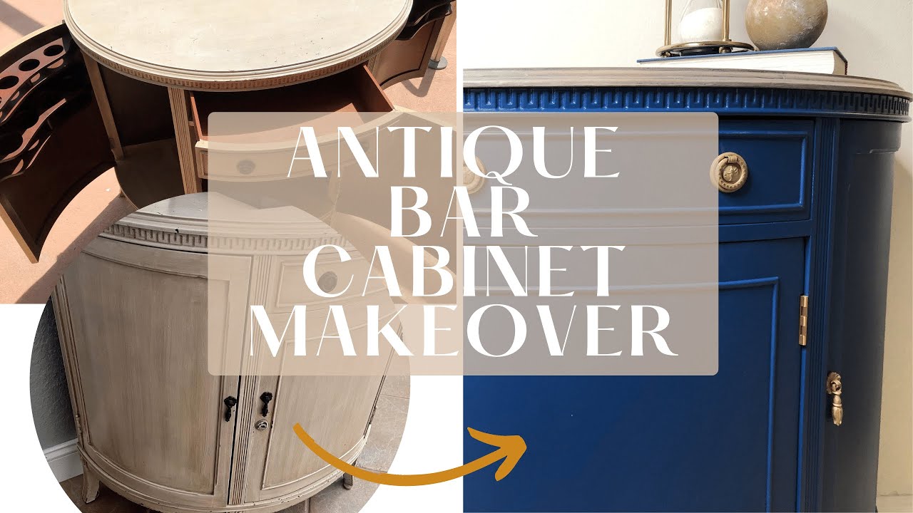 Antique Bar Cabinet | How To Get White Washed Wood Finish