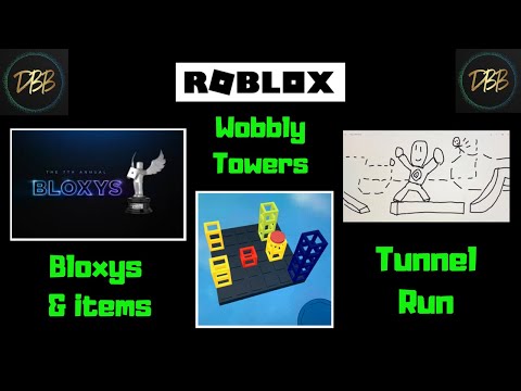 Roblox Bloxys And Gameplay Bloxys Trailers And Items Wobbly Towers And Tunnel Run Gameplay Youtube - dbb logo roblox