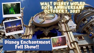 50th Anniversary Walt Disney World | Magic Kingdom | First Day March | Disney Enchantment Fireworks