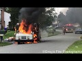 PRE ARRIVAL FULLY INVOLVED MAIL TRUCK FIRE WITH EXPLOSION