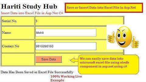 Save Data into MS Excel File in Asp.Net Using C# | Hindi | Free Online Learning Classes
