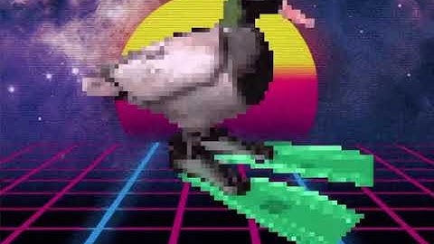 duck spinning geometry dash but it’s vaporwave