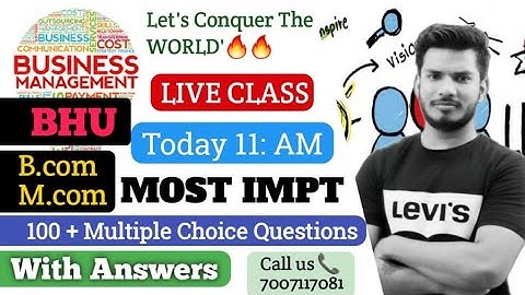 Business Management 106 MCQ || BHU Bcom, Mcom Entrance 2021 || Join Complete Course