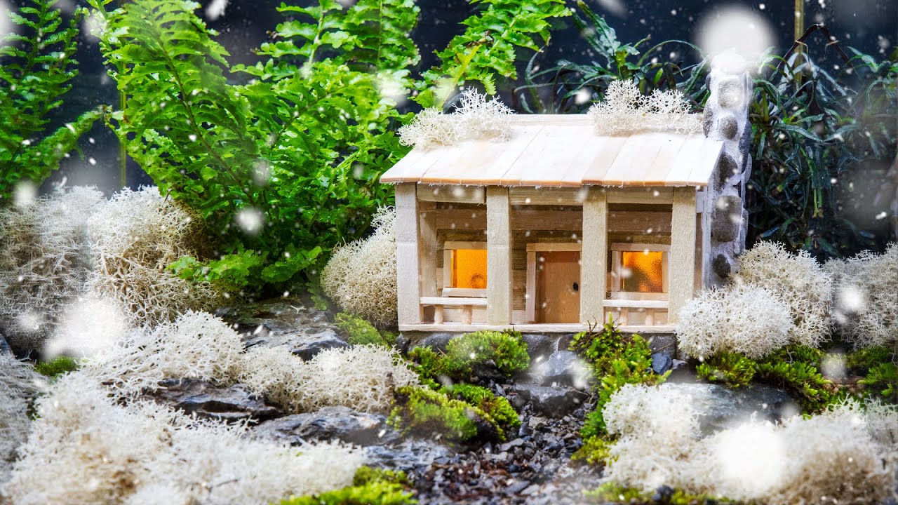 ⁣Snow Terrarium for Handmade Mini Cabin