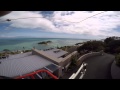 Cherry picker ride up to ham radio antenna  view of tasman bay