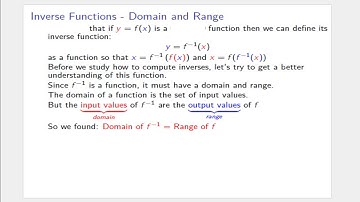 Inverse Functions - Definition with Domain and Range