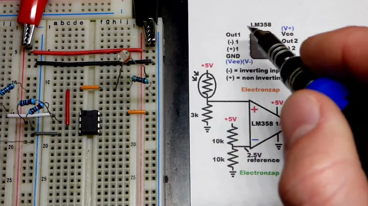 Light level non inverting comparator using LM358 op amp and LDR learning electronics shorts 29