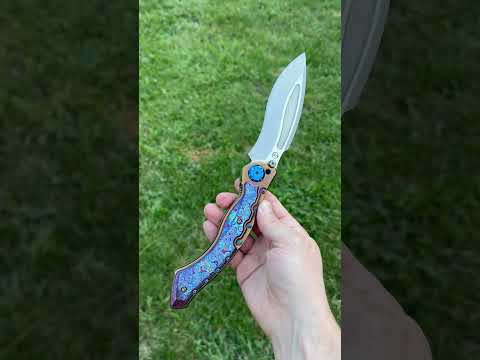 Maxace Vortex Timascus Custom Hardware Anodization Midnight Cat Purple Framelock Kukri Huge  XL