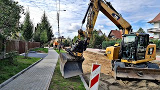 Cat M317F tiltrotator Engcon rozkładanie stabilizacji i kruszywa w korycie