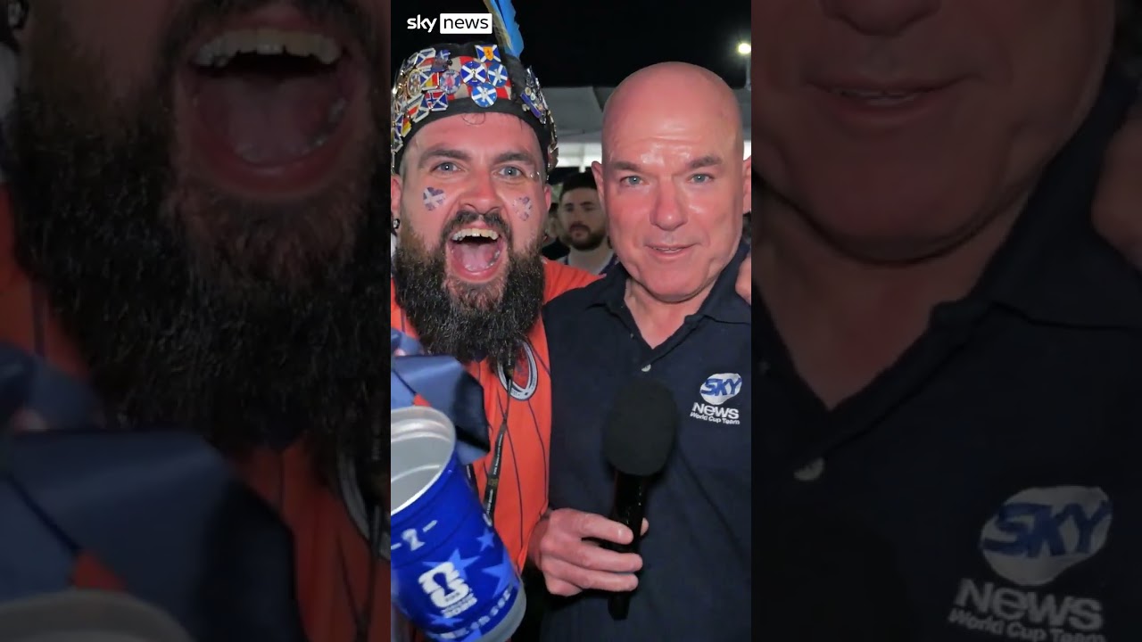 Watch as Scotland fans mob Sky News correspondent after win