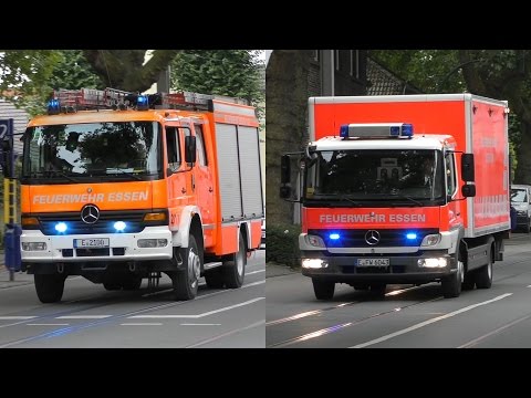 Einsatzfahrten Feuerwehr + DRK Essen zu brennendem Fachwerkhaus am 26.07.2016