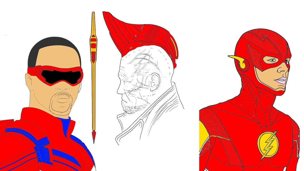 Spiderman Captain America Flash Coloring Pages | 