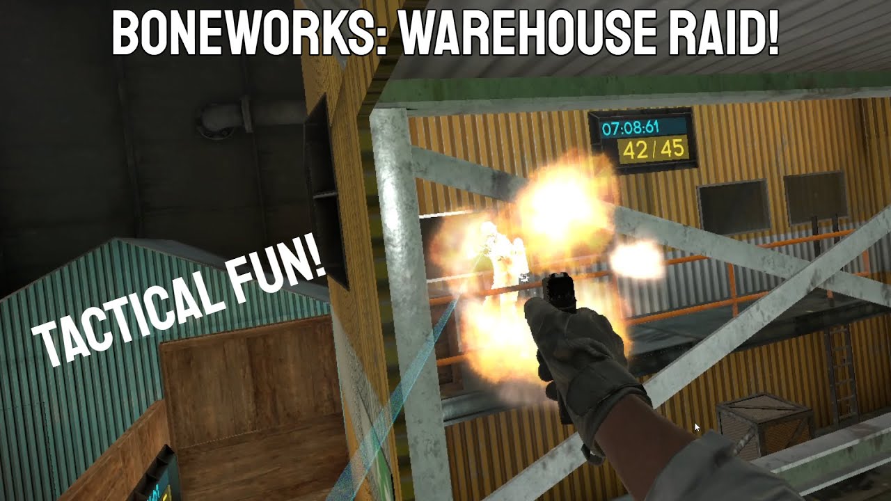 Clearing out a warehouse in BONEWORKS! | Oculus quest 2 with Link!