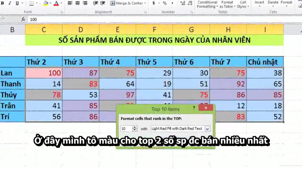 Tô Màu Có Điều Kiện Trong Excel Bằng Conditional Formatting. - Youtube