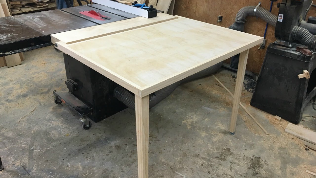 Folding Outfeed Table For Table Saw - YouTube