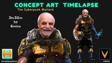 Digital character concept time-lapse 2 | The Cyberpunk Warlord