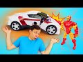Игры гонки на выживание - Трасса для машин Супергероев! – Видео с игрушками в Автомастерской.