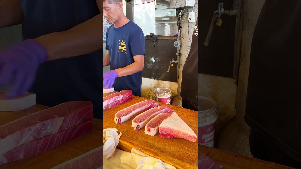 bold knife work on the finest bluefin tuna sashimi