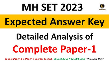 MHSET Paper 1 2023 | MHSET 2023 Paper 1 Detailed Analysis | MHSET 26 March 2023 Paper 1 Answer Key