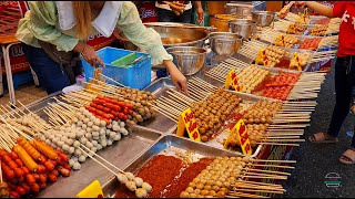 Thai Street Food Grilled Pork Balls, Meatballs, Pork Sausages | Thailand street food