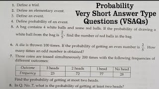 RD Sharma Solutions for Class 9 Maths Chapter 25 Probability Exercise VSAQs Q1 to Q8