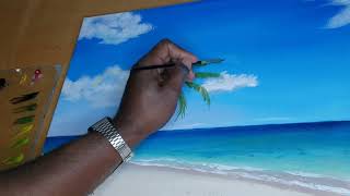 how to paint a coconut tree  (acrylic paint) by Dennis Art.