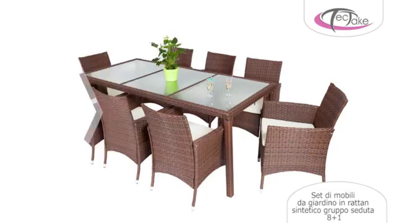 Tectake set di mobili da giardino in rattan sintetico gruppo ... Mobili per esterno in rattan