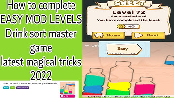 How to complete Easy mod Drink sort master game latest tricks 2022