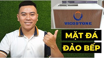 Quá trình thi công mặt đảo bếp đá Vicostone | Lắp chậu rửa KN8644SU