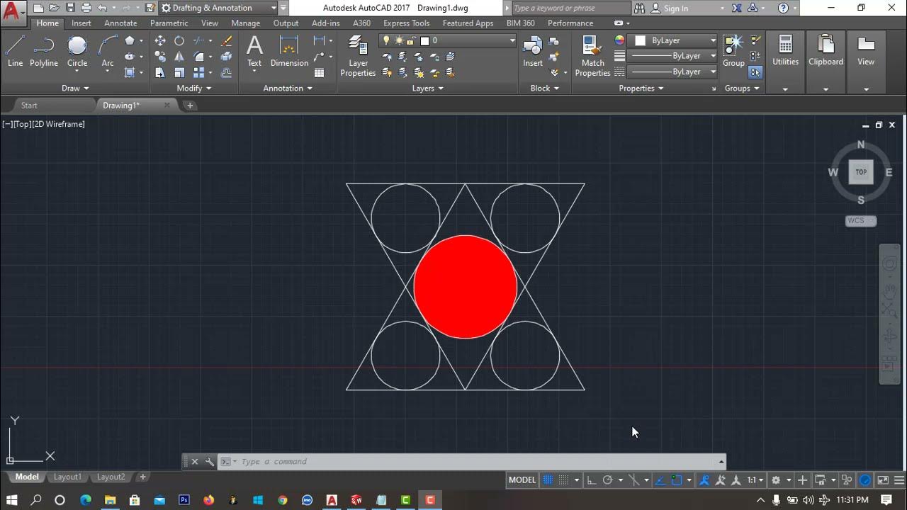 How to make multiple circle inside a triangle in autocad redesign 