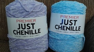 Premier  Just Chenille cones, chenille yarn comparison